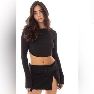 Are you am I black mini split skirt